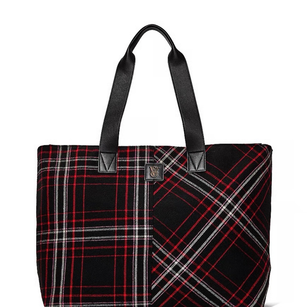 Victoria's Secret Black and Red Plaid Tote